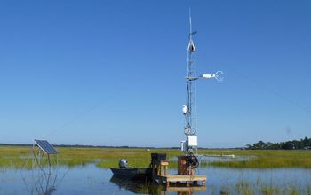 NSF's Plum Island Ecosystems LTER site with a research tower to measure salt marsh carbon dioxide.